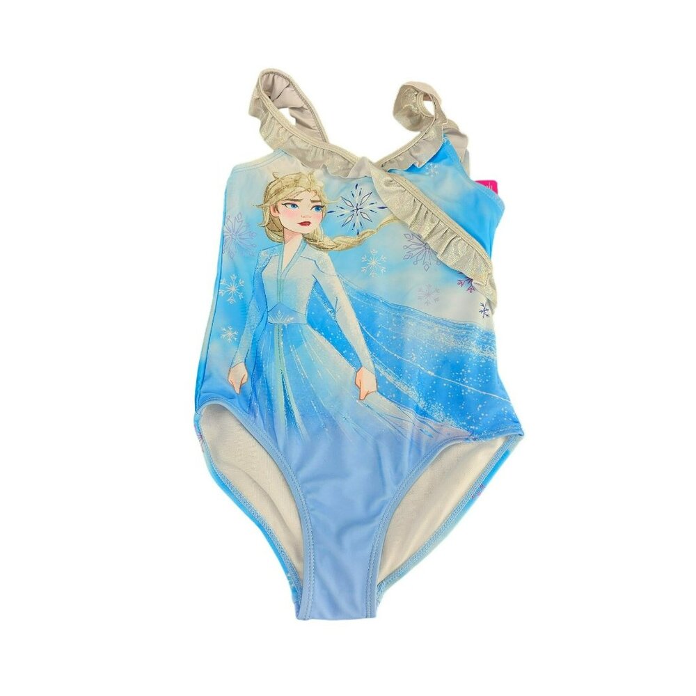 Disney Frozen 2 Elsa Toddler Girls One Piece Swimsuit‎ Blue size 8